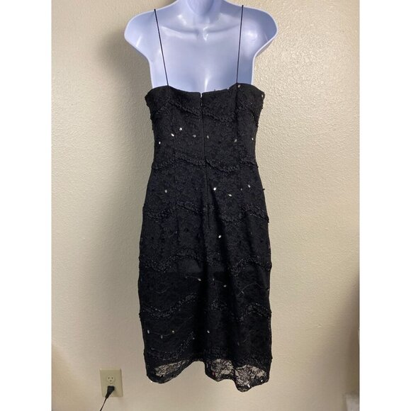 JS COLLECTIONS Black Lace Cocktail Dress 6 Petite Whimsigoth Fairy Grunge Y2K 90 - Picture 2 of 14